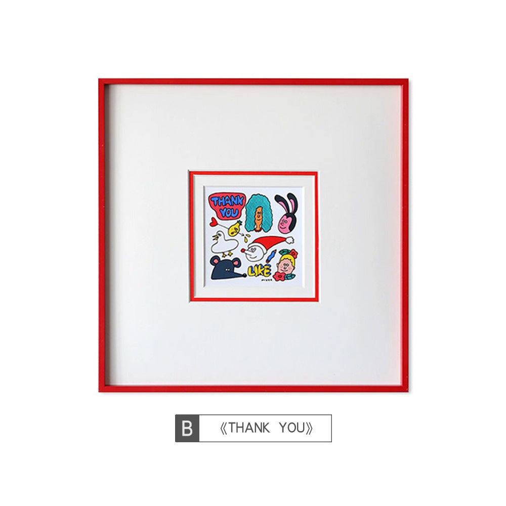 Dopamine Cartoon Doodle Kids Room Wall Art - Minimalist Abstract Nursery Decor, Playful Teen Bedroom , Unique Wall Art for Living Room Dining Wall Hanging