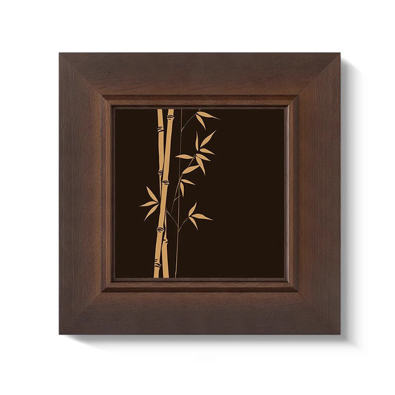 French Mid-Century Wall Art - New Chinese Style  Bamboo Shadows  Botanical Print for Living Room, Zen Asian Entryway Decor, Oriental Study Room & Bedroom Painting