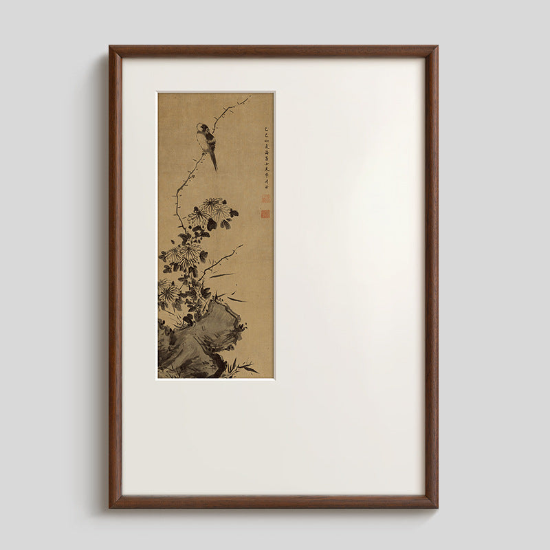 "Chinoiserie Swallow Wall Art 'Spring Swallow Brings Bliss', French Chinese Style Canvas Painting for Living Room, Entryway Decor, Zen Bedroom Study Tea Room Hanging Scroll, Oriental Botanical "