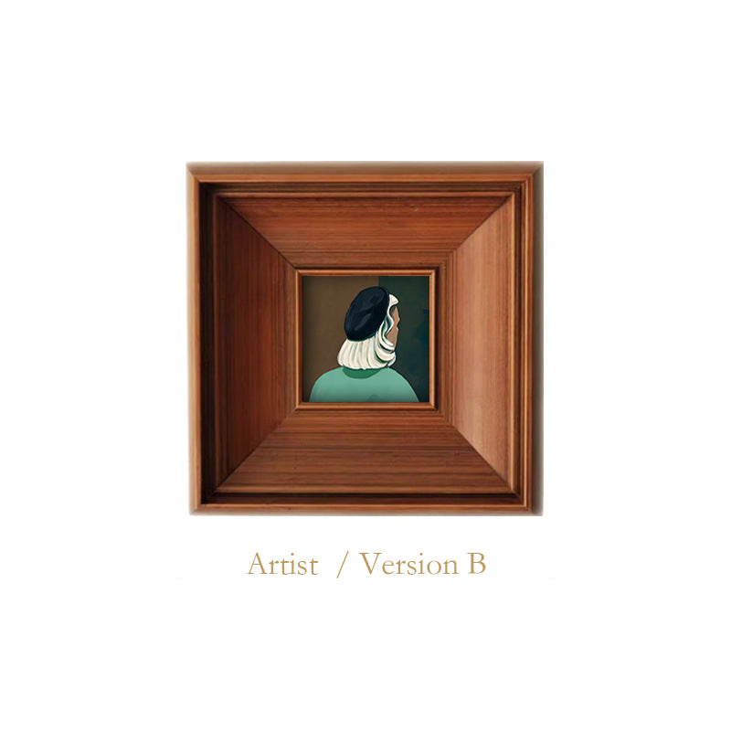 French Mid-Century Modern Portrait Wall Art, Solid Wood Frame Gallery Canvas, Scandinavian Retro Landscape Painting for Living Room & Bedroom