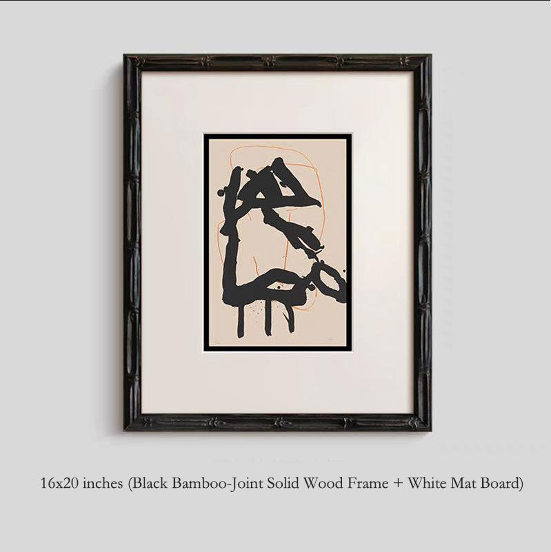 Premium Solid Wood Picture Frame - High-End French Vintage Old Money Style Living Room Accent Wall Art, Nordic Mid-Century Abstract Painting Set