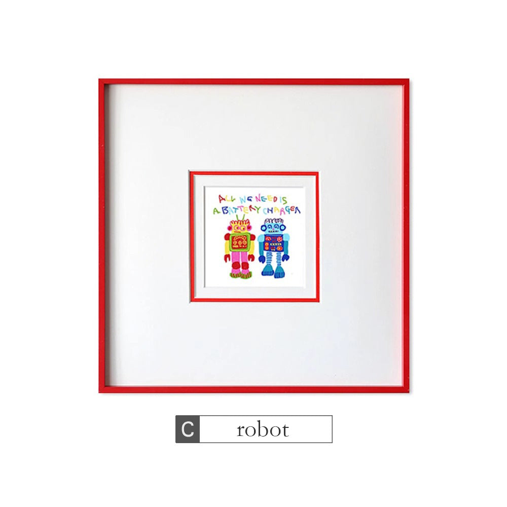 Dopamine Cartoon Doodle Kids Room Wall Art - Minimalist Abstract Nursery Decor, Playful Teen Bedroom , Unique Wall Art for Living Room Dining Wall Hanging