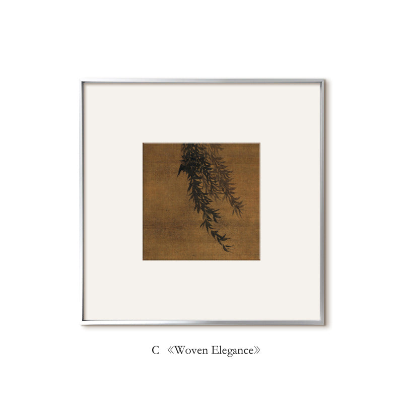 Song Dynasty Style Sparrow Art Print - Asian Zen Entryway Decor, Natural Wood Framed Wall Art for Living Room & Study, Chinese Minimalist Housewarming Gift