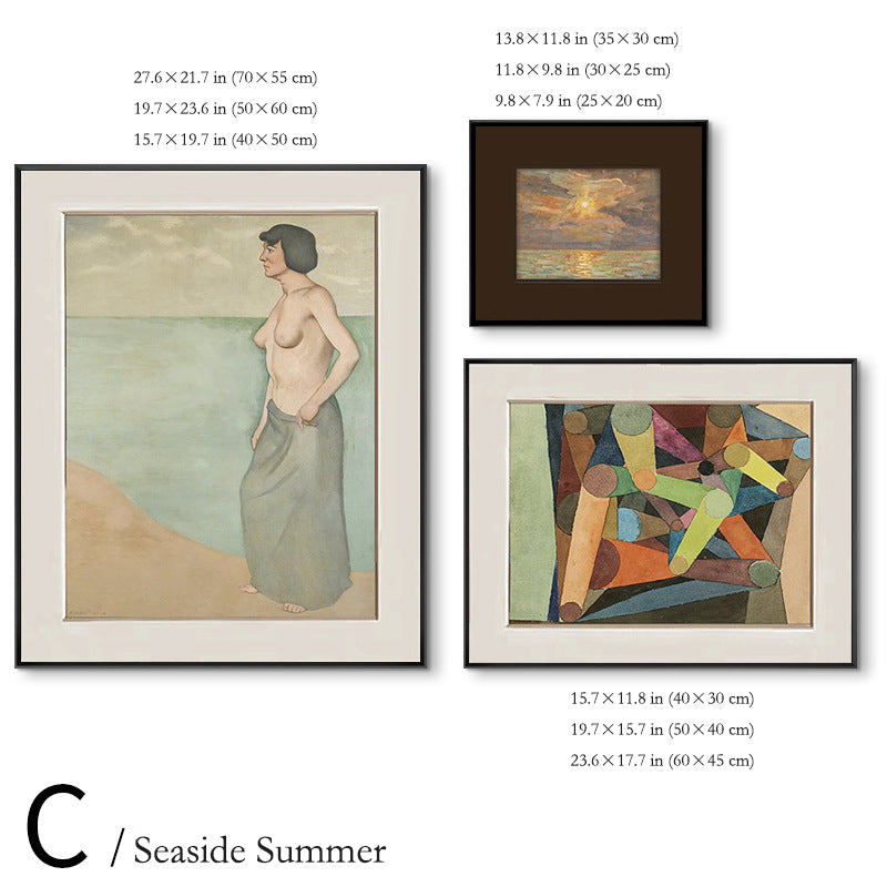 Daydream Traveler Modern Abstract Figure Composition Decor Painting, Living Room Sofa Background Wall Art, French Mid-Century Style Decorative Painting