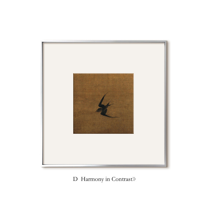 Song Dynasty Style Sparrow Art Print - Asian Zen Entryway Decor, Natural Wood Framed Wall Art for Living Room & Study, Chinese Minimalist Housewarming Gift