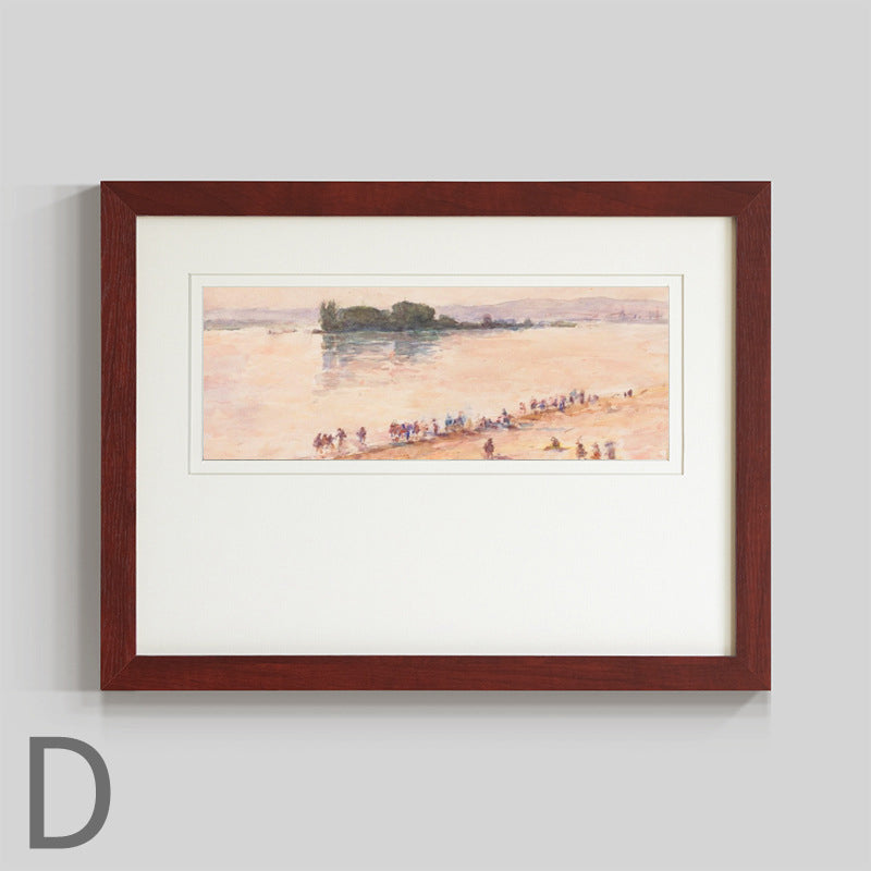 Solid Wood Frame "Lakeside Dusk" | French Mid-Century Old Money Style Decorative Painting | Niche Landscape Art | Living Room Wall Hanging | Retro Sideboard Bedroom Modern Wall Art