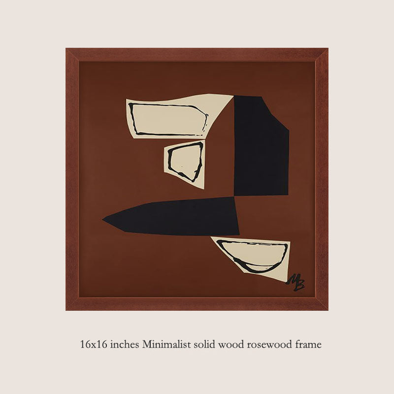 Solid Wood Frame Modern Minimalist Abstract Luxury Art Combination Decorative Painting, Mid-Century Modern Style Living Room Sofa Background, Restaurant Fireplace Wall Art