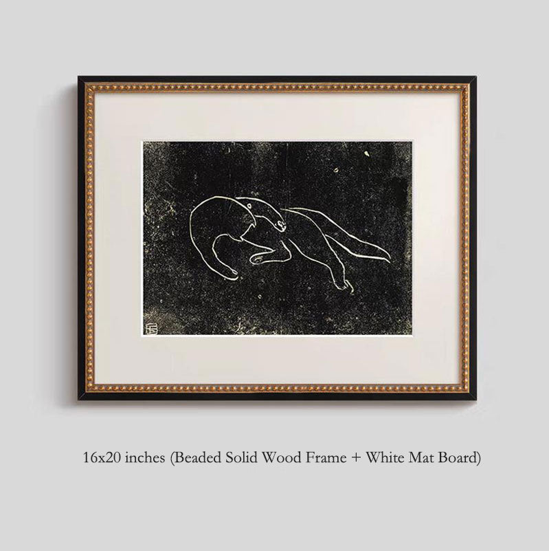 Premium Solid Wood Picture Frame - High-End French Vintage Old Money Style Living Room Accent Wall Art, Nordic Mid-Century Abstract Painting Set