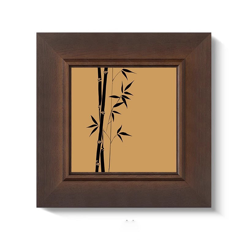 French Mid-Century Wall Art - New Chinese Style  Bamboo Shadows  Botanical Print for Living Room, Zen Asian Entryway Decor, Oriental Study Room & Bedroom Painting
