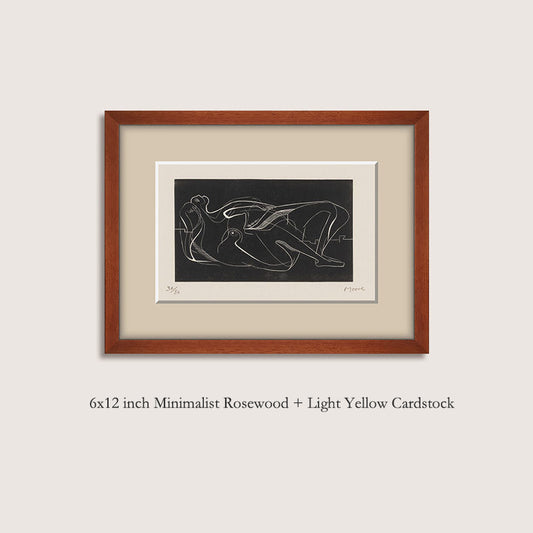 Solid Wood Frame French Abstract Mid-Century Modern Wall Art for Living Room, Dining Room, and Entryway