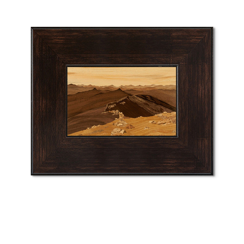 Wood Frame "Mountain Scenery" | Old Money Style French Mid-Century Landscape Painting | Nordic Retro Decorative Art | Entryway Dining Room Hanging Wall Atmosphere Art