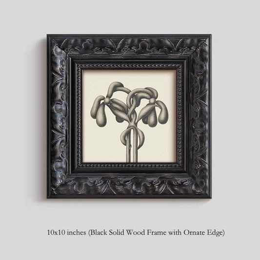 Black Solid Wood Wide Ornate Frame - High-End French Vintage Old Money Style Living Wall Art, Nordic Mid-Century Abstract Painting Set