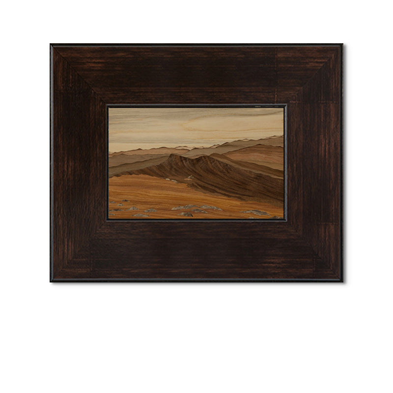 Wood Frame "Mountain Scenery" | Old Money Style French Mid-Century Landscape Painting | Nordic Retro Decorative Art | Entryway Dining Room Hanging Wall Atmosphere Art