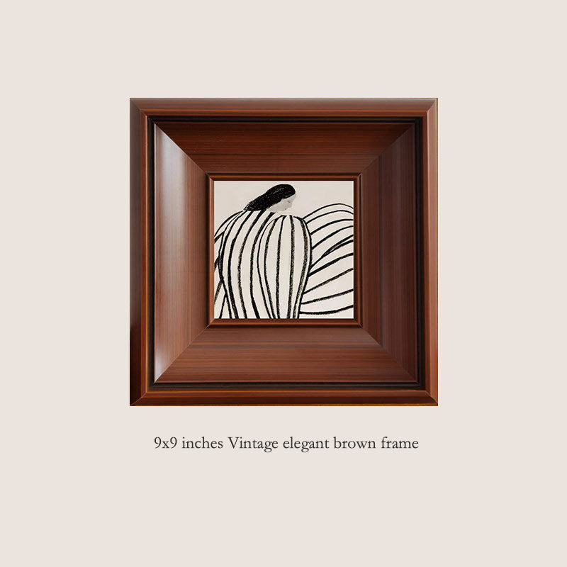 Solid Wood Frame Modern Minimalist Abstract Luxury Art Combination Decorative Painting, Mid-Century Modern Style Living Room Sofa Background, Restaurant Fireplace Wall Art