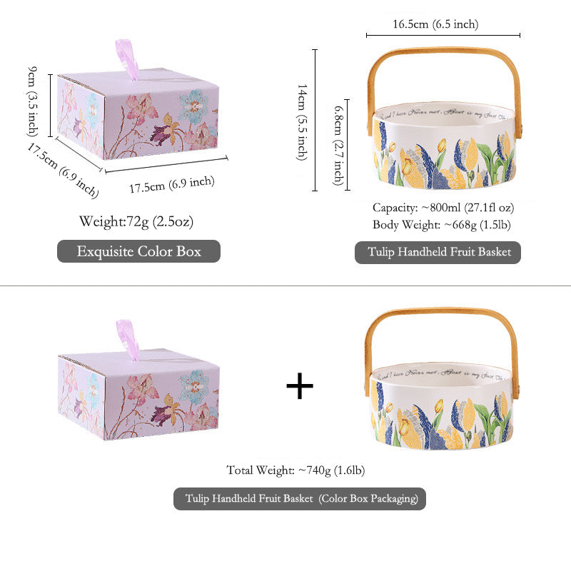 Garden Fruit Basket Ceramic Drinkware Set - Premium Porcelain Cold Water Kettle, Coffee Mug & Cup Saucer, Rustic Modern Farmhouse Style, Microwave & Dishwasher Safe, Ideal for Daily Use & Housewarming Gift