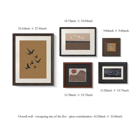 Vintage Mid-Century Modern Gallery Wall Set, Old Money Style Abstract Wall Art, Premium Bohemian Canvas Wall Decor Living Room, Sophisticated Sofa Background Wall Decor, Exclusive Bedroom Hanging Picture Collection