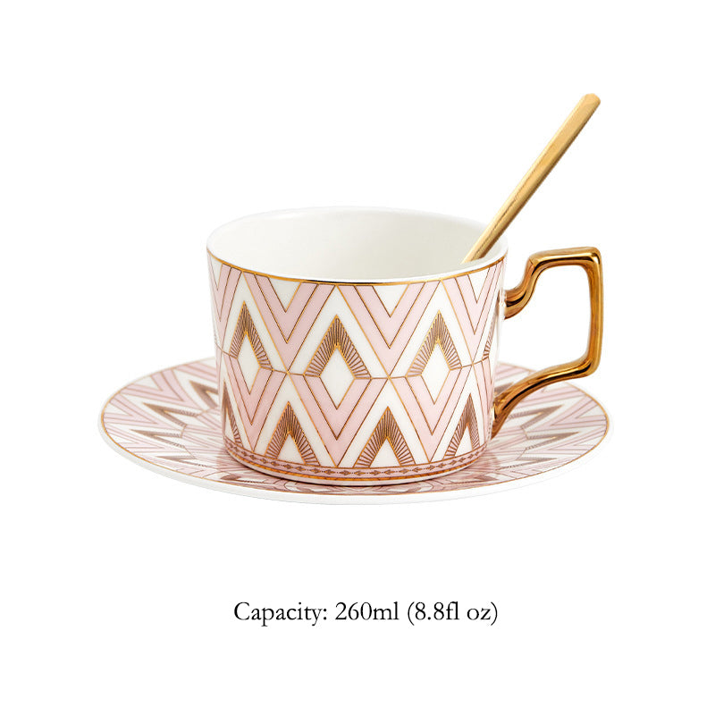 Luxury Ceramic Coffee Mug & Saucer Gift Set, Elegant Couple Cups for New Home Housewarming, Wedding & Christmas Present, Gold Trimmed Bone China Tea Cup Collection