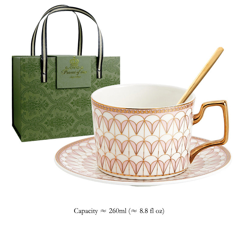 Luxury Ceramic Coffee Mug & Saucer Gift Set, Elegant Couple Cups for New Home Housewarming, Wedding & Christmas Present, Gold Trimmed Bone China Tea Cup Collection