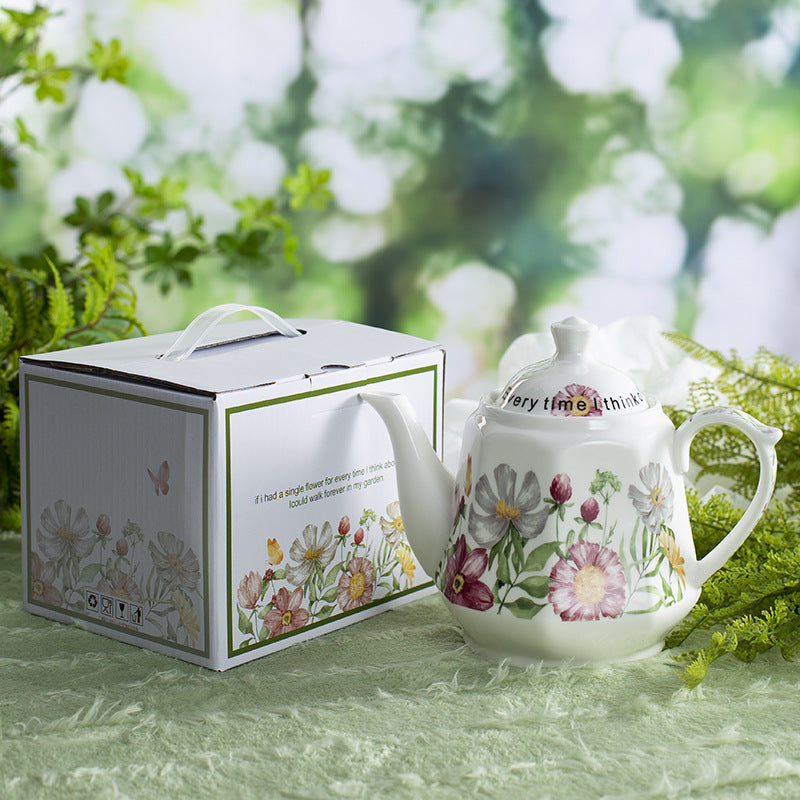 Garden Fruit Basket Ceramic Drinkware Set - Premium Porcelain Cold Water Kettle, Coffee Mug & Cup Saucer, Rustic Modern Farmhouse Style, Microwave & Dishwasher Safe, Ideal for Daily Use & Housewarming Gift